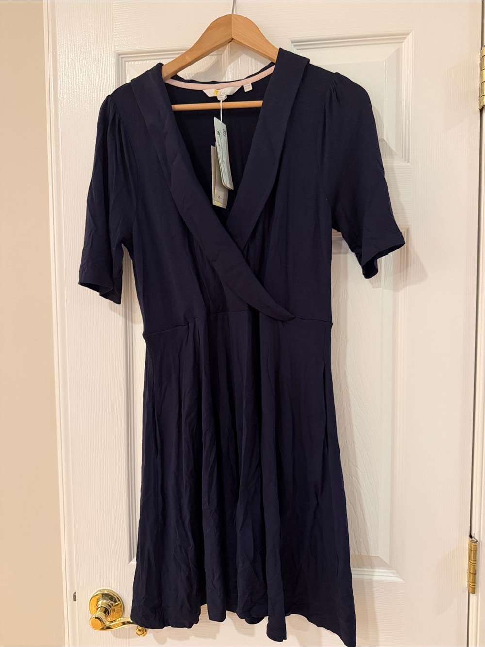 Boden- Navy Short Sleeve Wrap-Front Women’s Dress